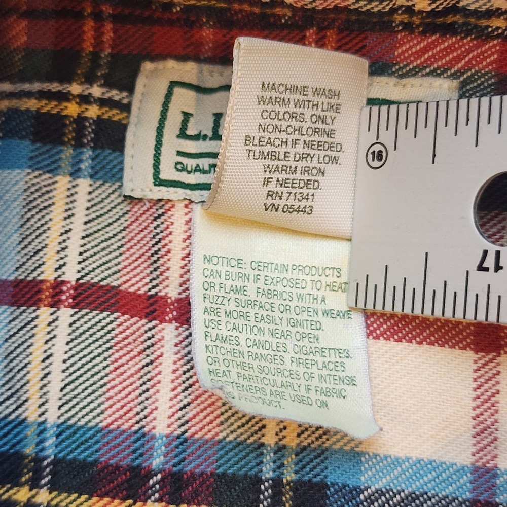 L.L.Bean Men's Large Reg Plaid Button Front Flannel Shirt 100% Cotton Long... - Picture 4 of 7